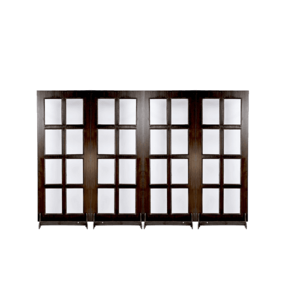 Dark WPC French door FD-001 with glass panel design by Green Doors Pakistan